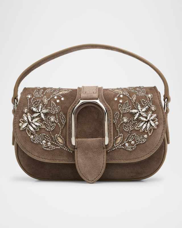 Welington Mini Embellished Suede Crossbody Bag
